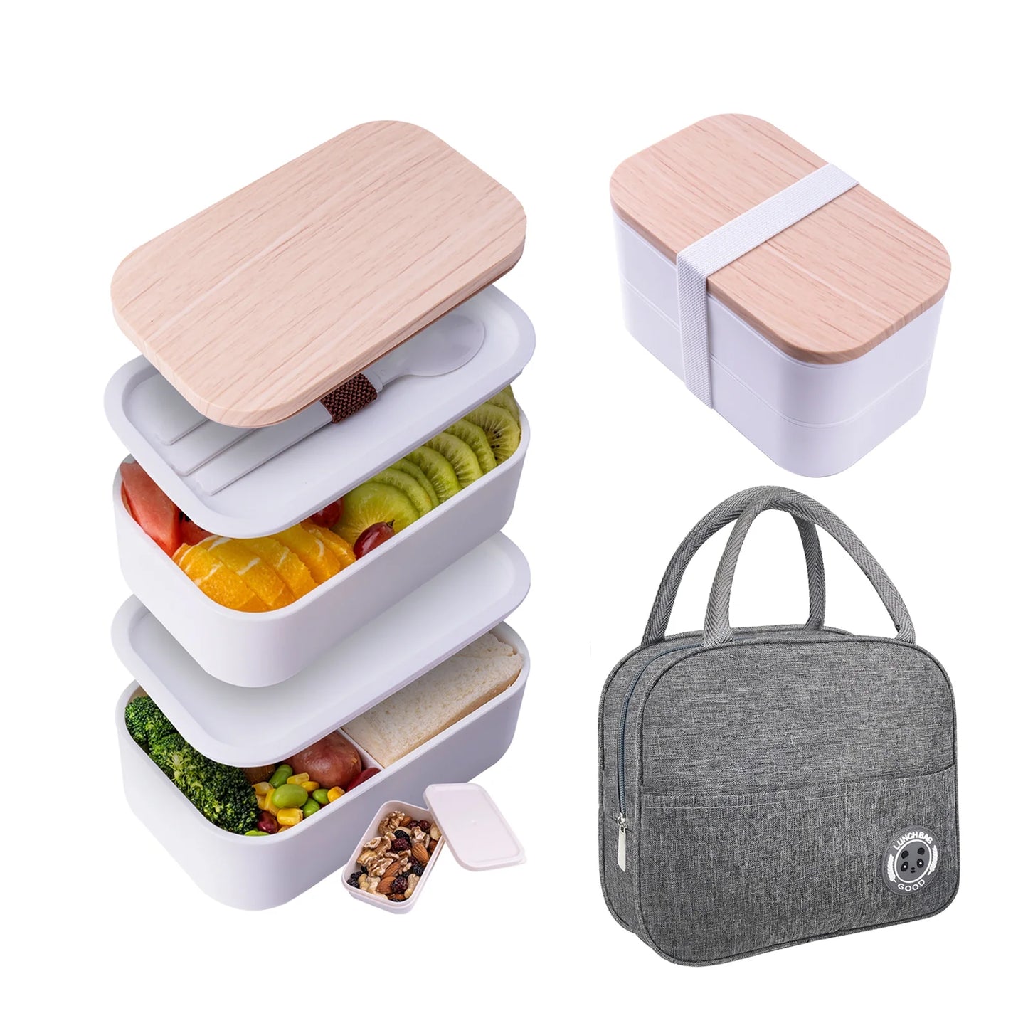 Japanese Bento Box,2 Layer Lunch Box , Meal Prep Lunch Container with Bamboo Chopping Board Lid,Bag,Cutlery,Divider,Bento Lunch Box for Adults Red