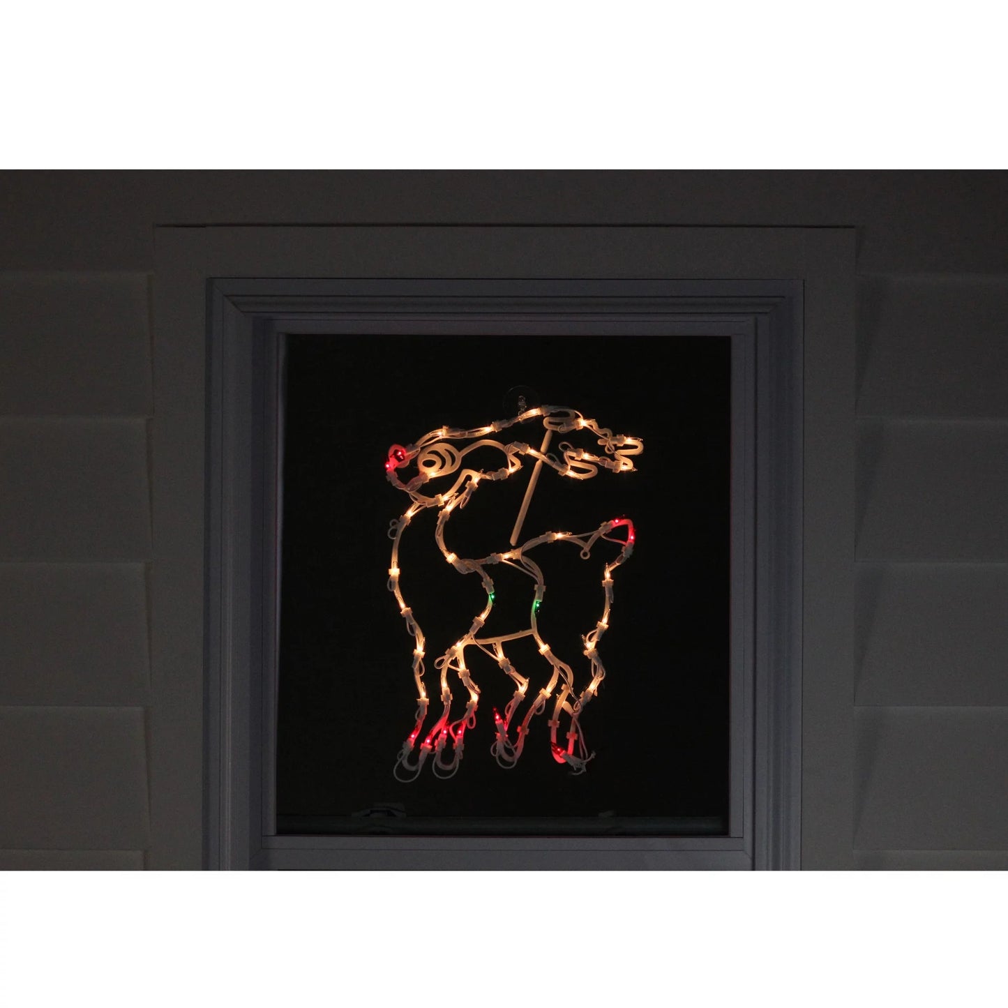 Lighted Reindeer Christmas Window Silhouette - 18" - White - Multicolor Lights