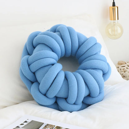 DIY Chunky Yarn Hand Knot Car Seat Cushion White Bed Throw Pillow Cute Home Decorative Doughnut Sofa Chair Back Cushions