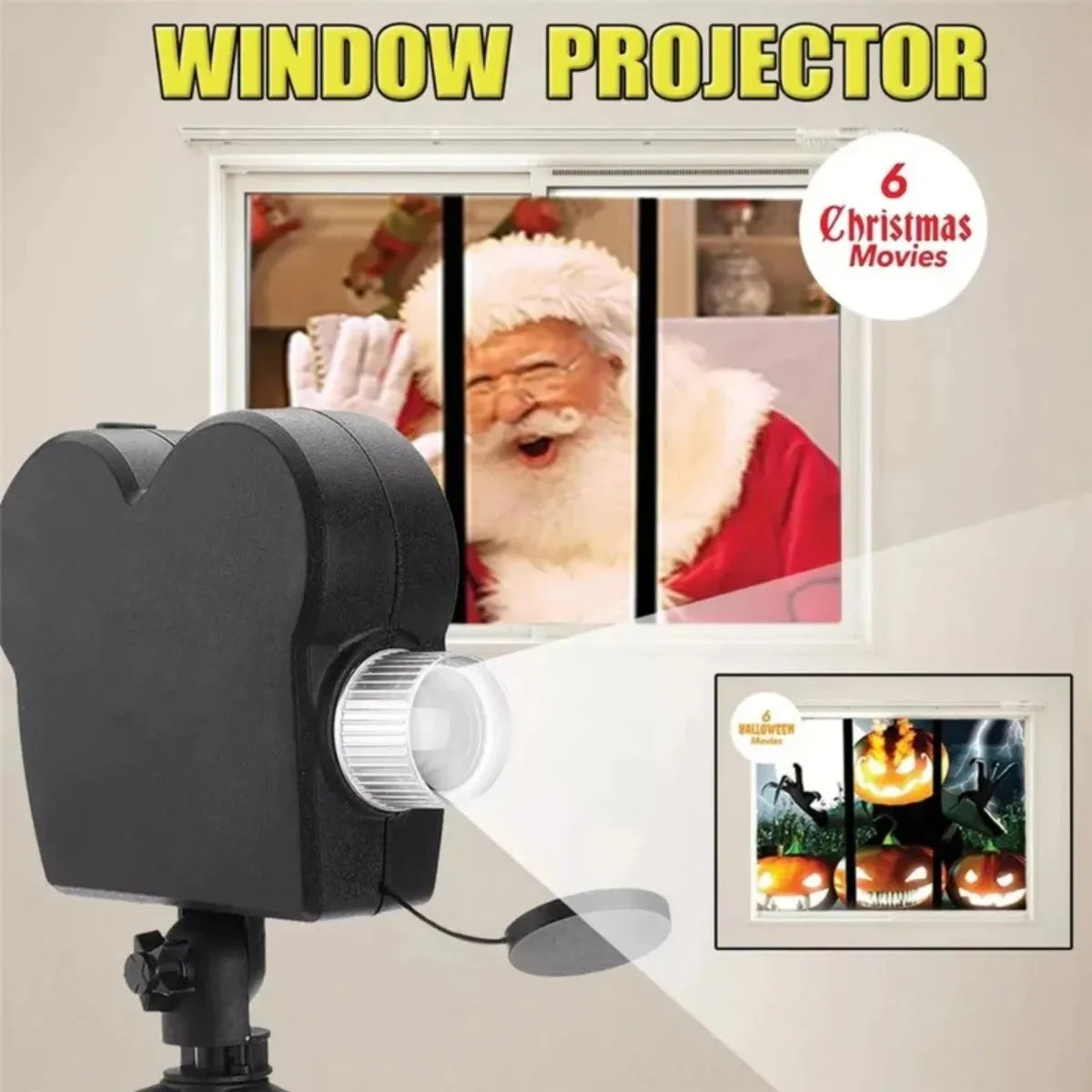 Christmas Holiday Scene Projector Halloween Party Window Projector Led 12 Built-In Holographic Movie Mini Indoor Home Theater