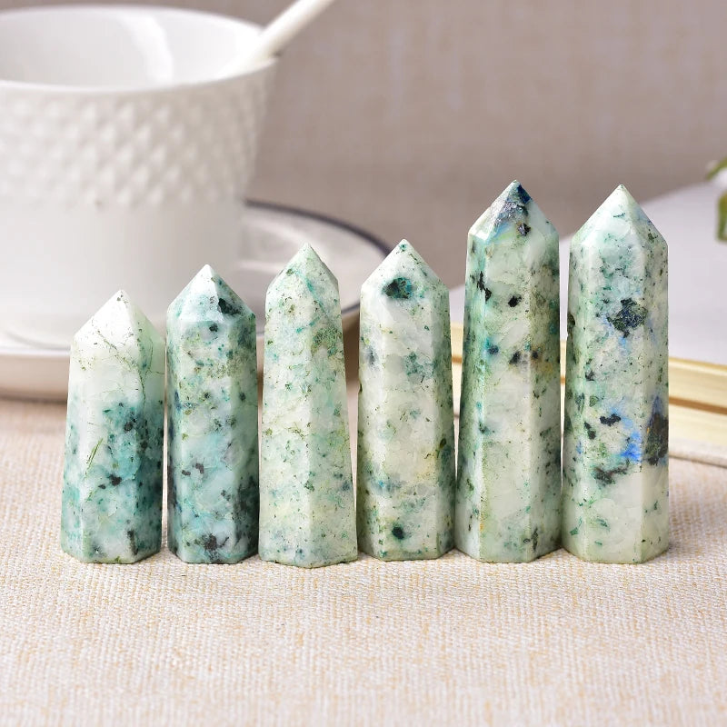 1Pc Natural Crystal Point Fynchenite Healing Obelisk Reseda Quartz Wand Green Ornament for Home Decor Reiki Energy Stone Pyramid