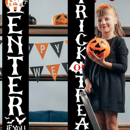 Halloween Decorations Banners, Halloween Door Porch Sign Trick or Treat Yard Signs Banner