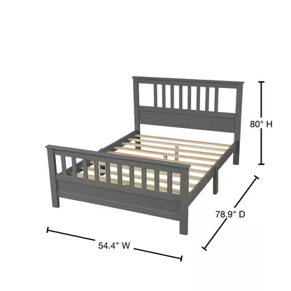 Full Bed Frame, Platform Wood Bed Frame with Headboard, No Box Spring Needed (Grey, Full)