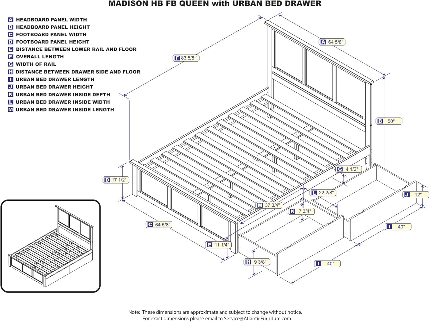 Atlantic Furniture Madison Bed, Queen, Walnut