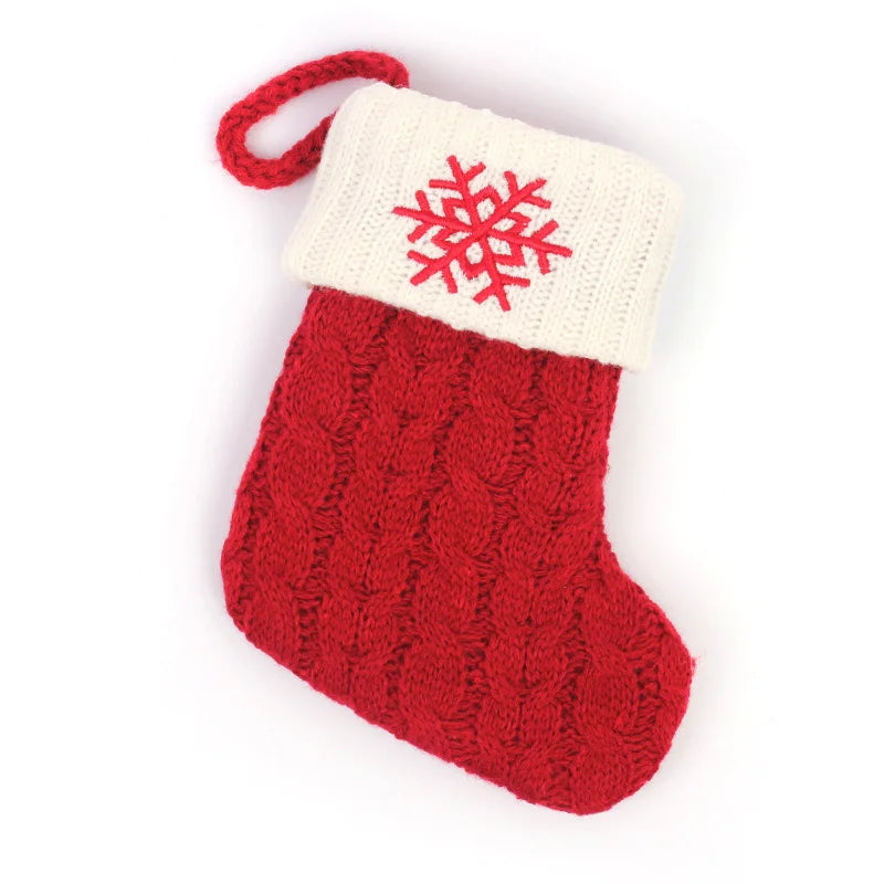 Letters Christmas Stocking New Knitting Christmas Tree Pendant Decorations for Home Xmas Gift Snowflake Alphabet Christmas Socks