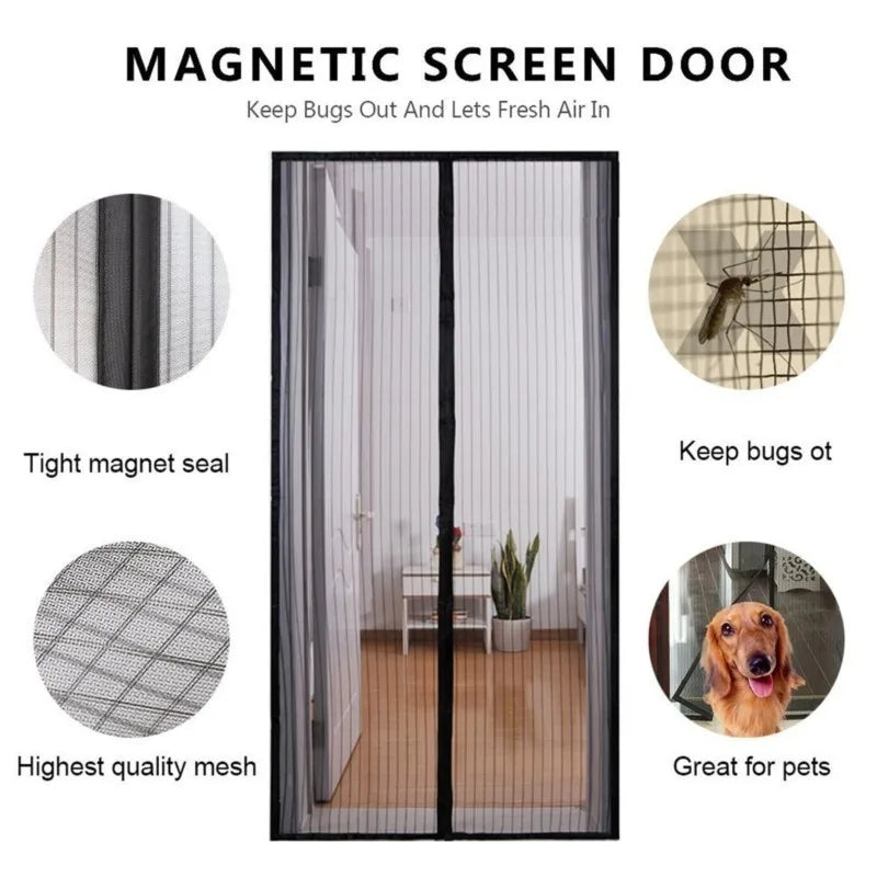 2024 New Magnetic Screen Door Curtain Anti-Mosquito Net Fly Insect Screen Mesh Automatic Closing 5 Size Easy Installation 1PC