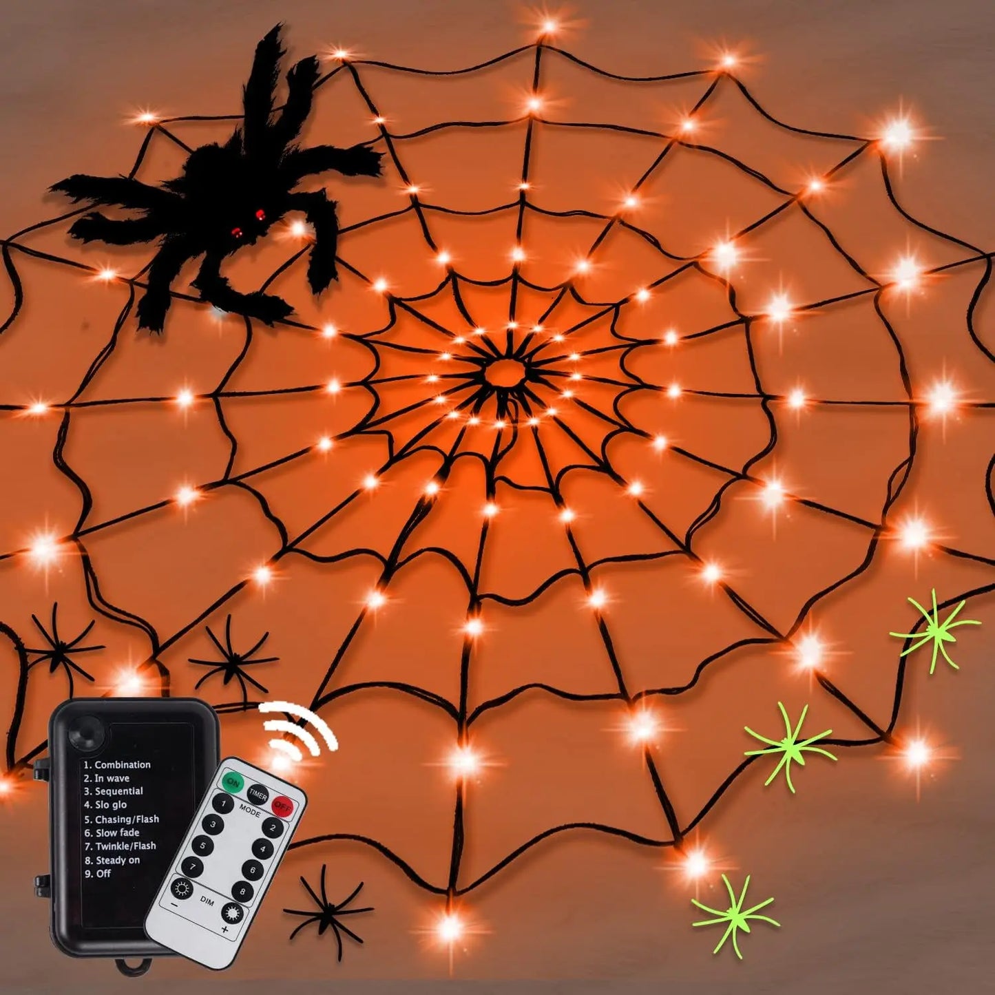 Halloween Party Decoration Ambient Lights Orange Purple Halloween Spider Web Lights Decoration Outdoor Indoor Halloween Lights