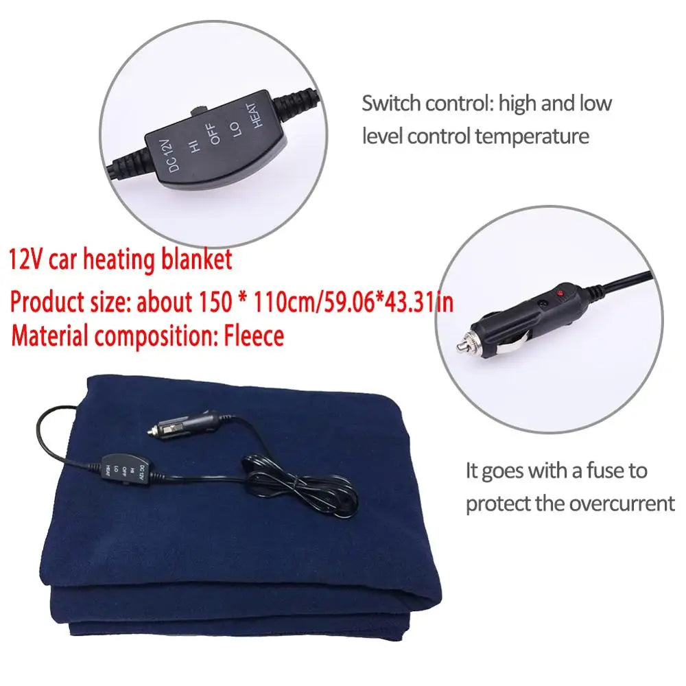 12V Car Winter Hot Navy Blue Polar Fleece Constant Temperature Heating Blanket Car Electric Blanket Cover Pad Mat 3 Model