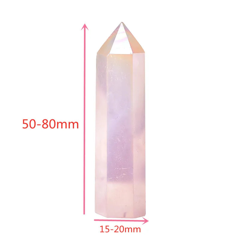 1PC Natural Crystal Aura Rose Quartz Healing Stone Meditation Reiki Obelisk Quartz Point Wand for Home Decoration DIY Gift