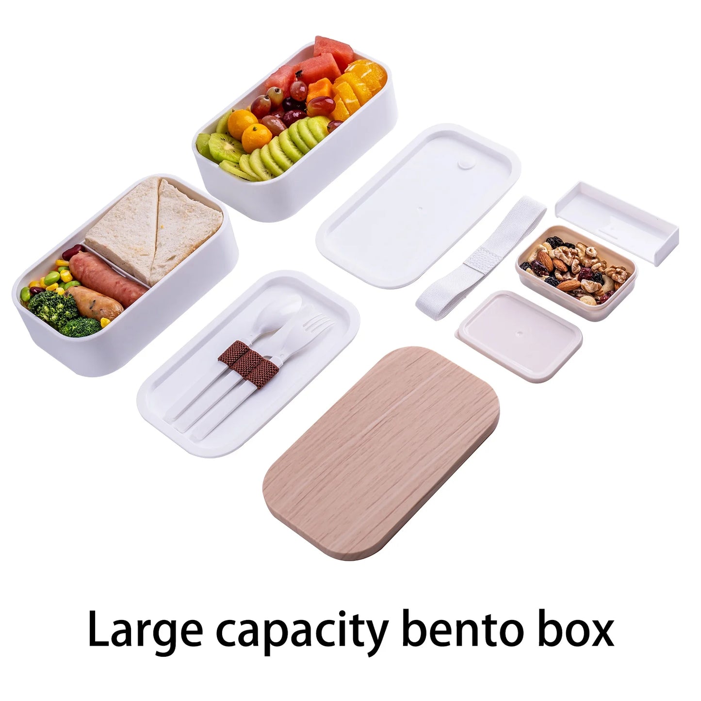 Japanese Bento Box,2 Layer Lunch Box , Meal Prep Lunch Container with Bamboo Chopping Board Lid,Bag,Cutlery,Divider,Bento Lunch Box for Adults Red