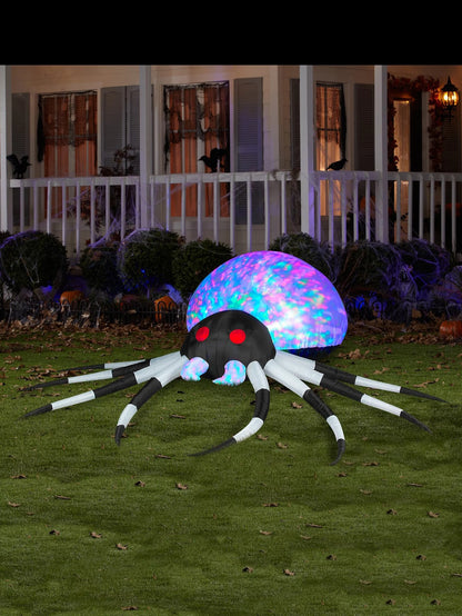 3' Projection Airblown Inflatables Kaleidoscope Black/White Spider Halloween Decoration