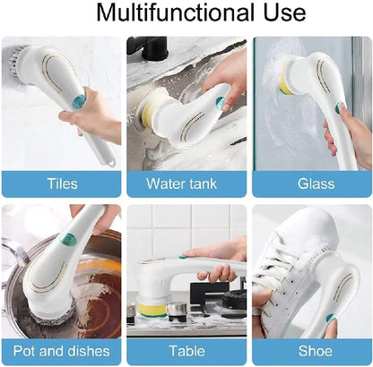 Electric Spin Scrubber Portable Cordless Handheld Electric Cleaning Brush with 5 Replaceable Brush Heads, Cleaning Brush for Bathroom/Tub/Wall Tiles/ Floor/Kitchen